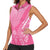 2025 Rugby Championship New Zealand Custom Women Sleeveless Polo Shirt Poutama Motifs - Pink Out - Polynesian Pride