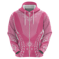 2025 Rugby Championship New Zealand Custom Zip Hoodie Poutama Motifs - Pink Out LT7 - Polynesian Pride