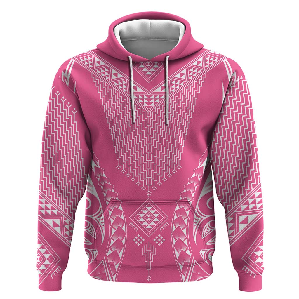 2025 Rugby Championship New Zealand Custom Zip Hoodie Poutama Motifs - Pink Out LT7 Pullover Hoodie Pink - Polynesian Pride