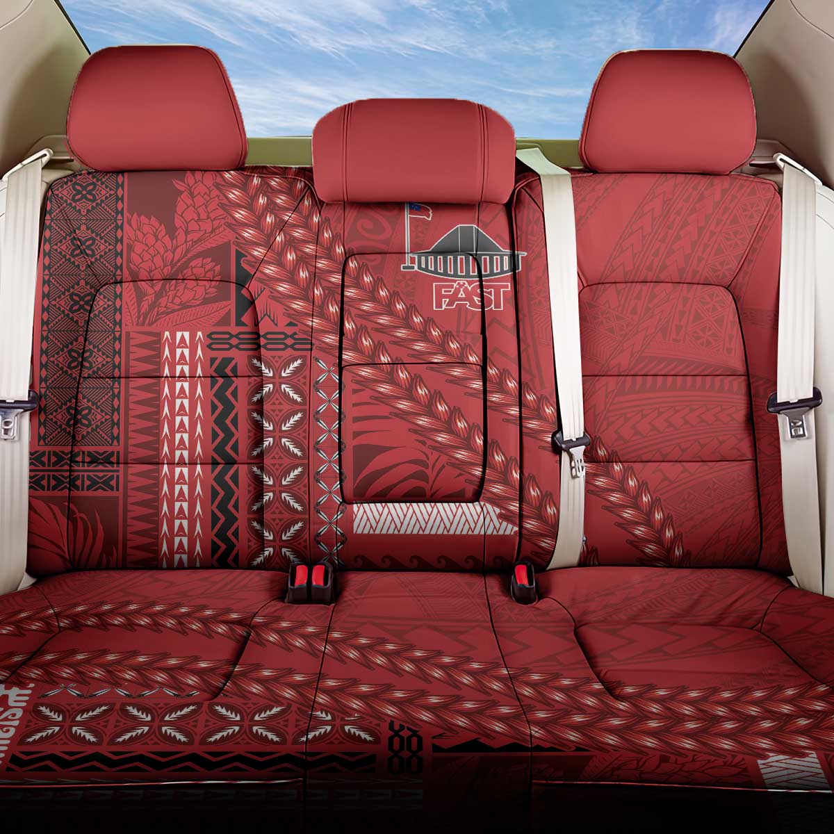 Samoa FAST Siapo Back Car Seat Cover Tatau-Ulafala Vines - Polynesian Pride