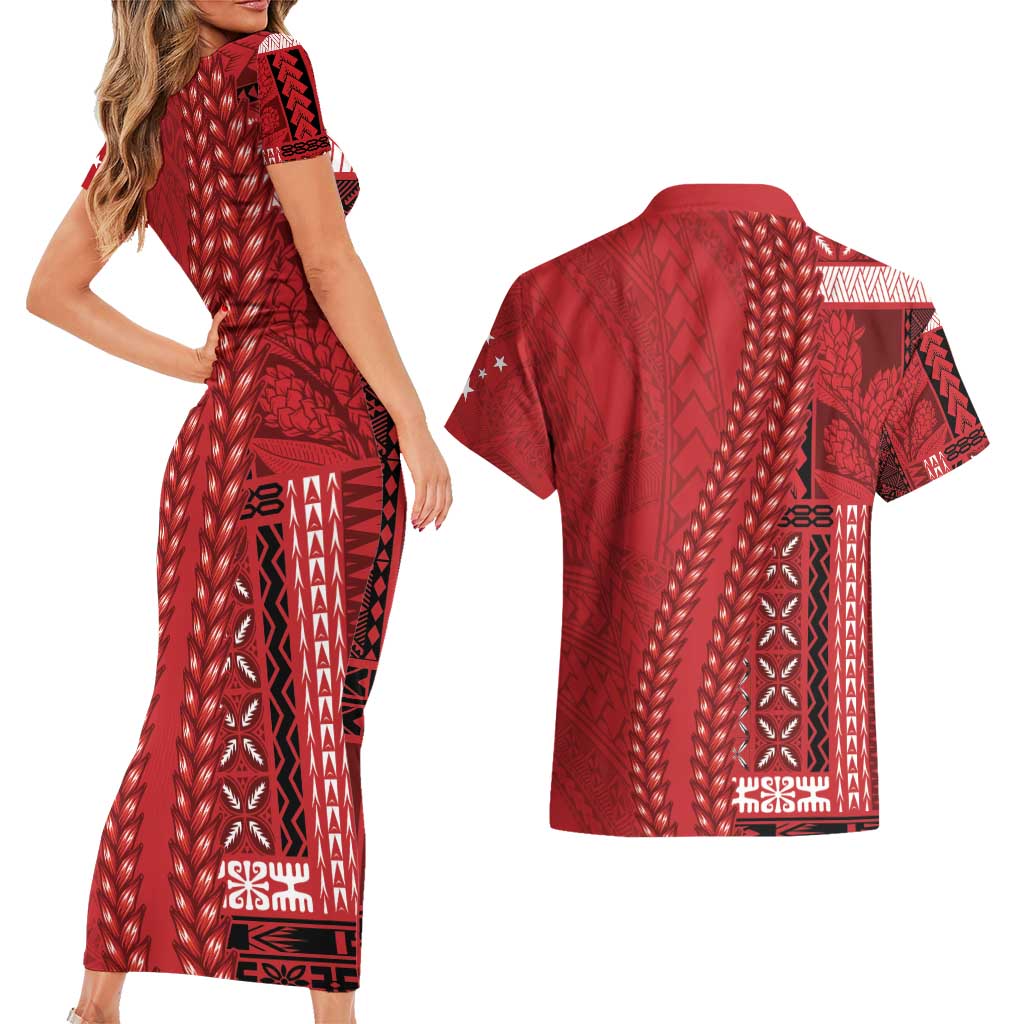 Samoa FAST Siapo Couples Matching Short Sleeve Bodycon Dress and Hawaiian Shirt Tatau-Ulafala Vines - Polynesian Pride