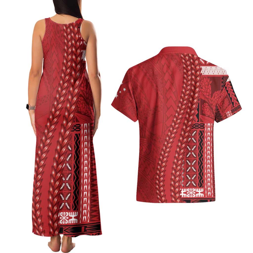 Samoa FAST Siapo Couples Matching Tank Maxi Dress and Hawaiian Shirt Tatau-Ulafala Vines - Polynesian Pride
