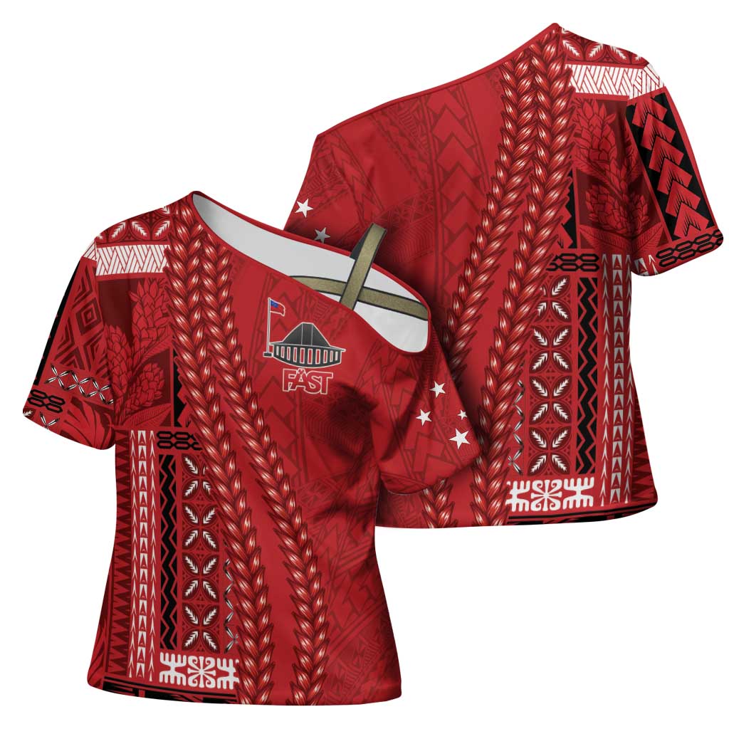 Samoa FAST Siapo Cross Shoulder Shirt Tatau-Ulafala Vines - Polynesian Pride