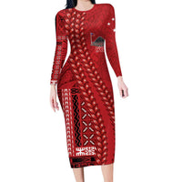 Samoa FAST Siapo Family Matching Long Sleeve Bodycon Dress and Hawaiian Shirt Tatau-Ulafala Vines - Polynesian Pride