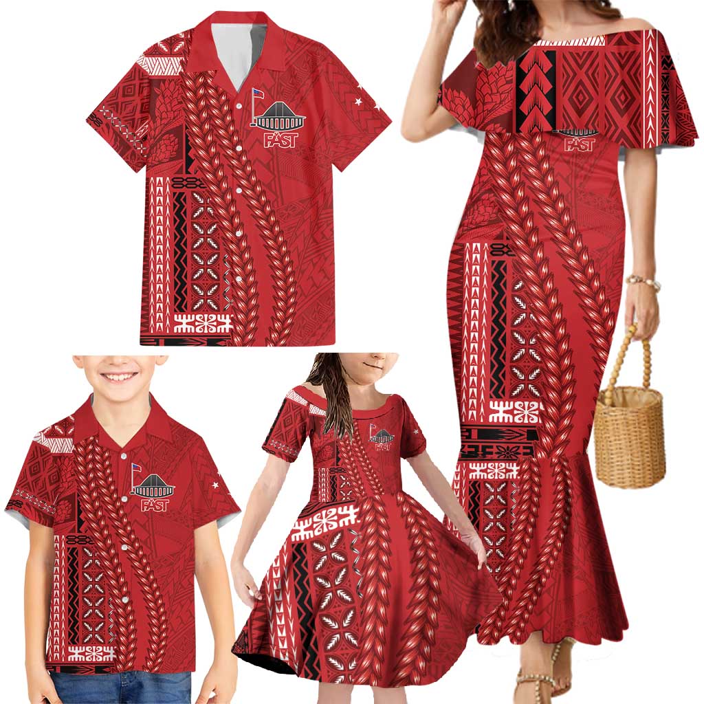 Samoa FAST Siapo Family Matching Mermaid Dress and Hawaiian Shirt Tatau-Ulafala Vines - Polynesian Pride