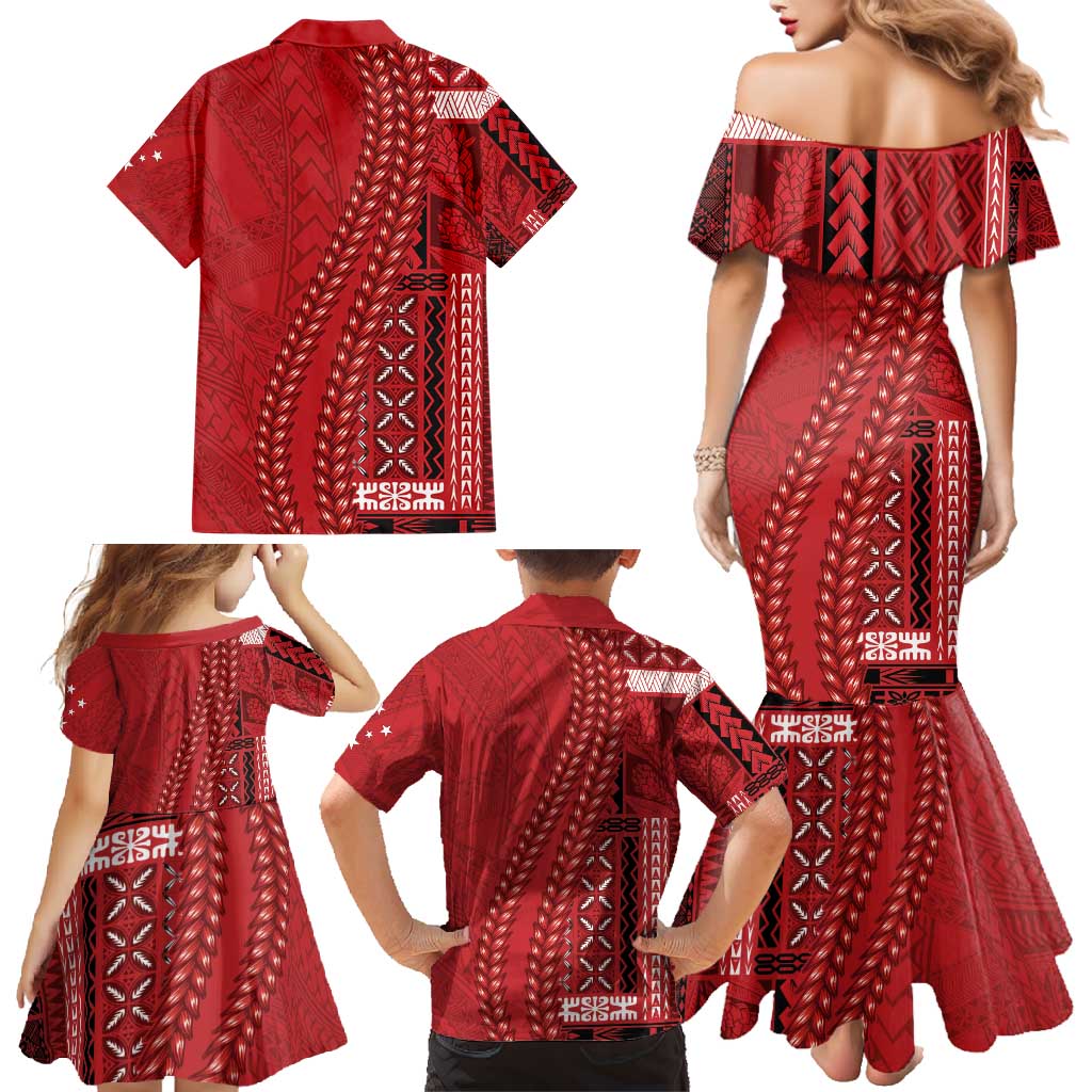 Samoa FAST Siapo Family Matching Mermaid Dress and Hawaiian Shirt Tatau-Ulafala Vines - Polynesian Pride