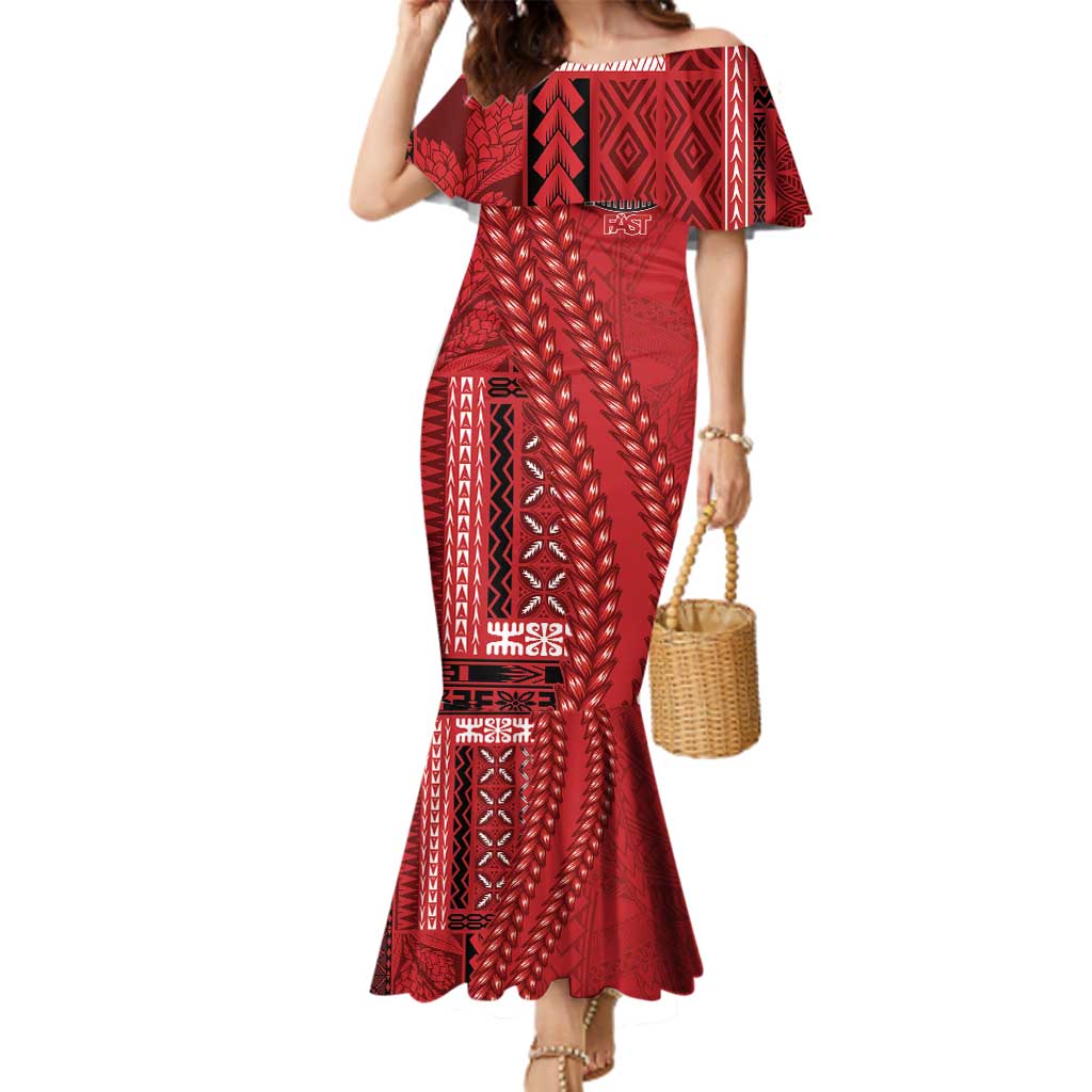 Samoa FAST Siapo Family Matching Mermaid Dress and Hawaiian Shirt Tatau-Ulafala Vines - Polynesian Pride