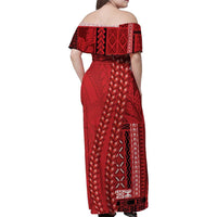 Samoa FAST Siapo Family Matching Off Shoulder Maxi Dress and Hawaiian Shirt Tatau-Ulafala Vines - Polynesian Pride
