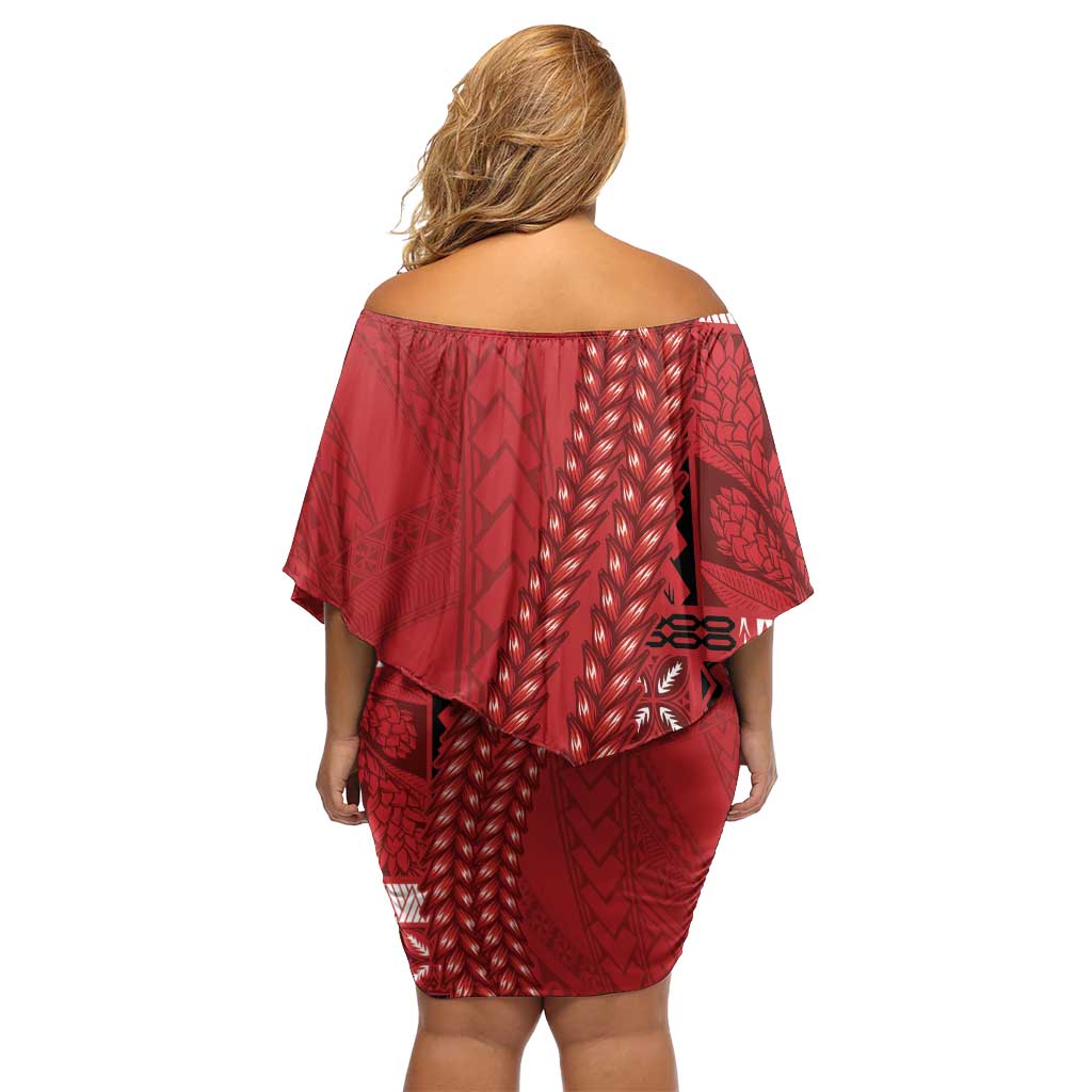 Samoa FAST Siapo Family Matching Off Shoulder Short Dress and Hawaiian Shirt Tatau-Ulafala Vines - Polynesian Pride