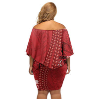 Samoa FAST Siapo Family Matching Off Shoulder Short Dress and Hawaiian Shirt Tatau-Ulafala Vines - Polynesian Pride