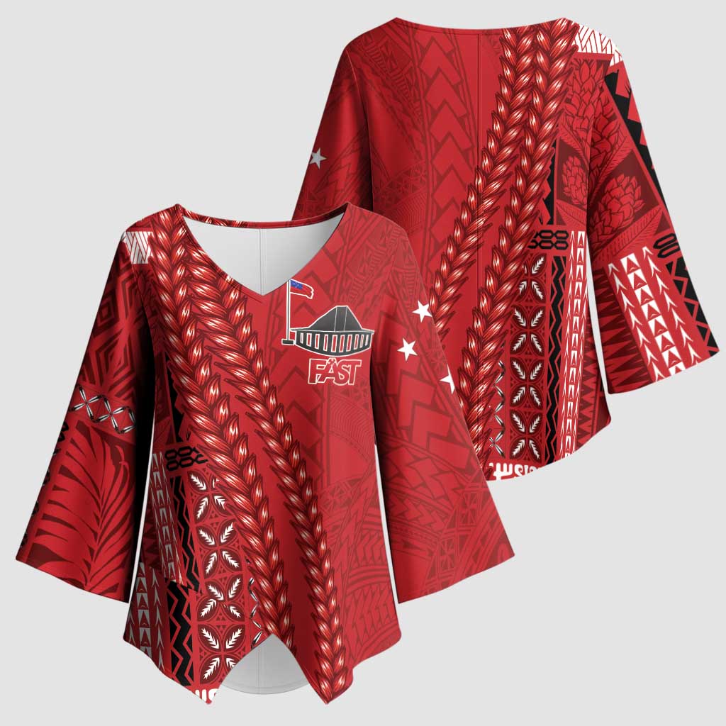 Samoa FAST Siapo Kimono Sleeve Blouse Tatau-Ulafala Vines - Polynesian Pride