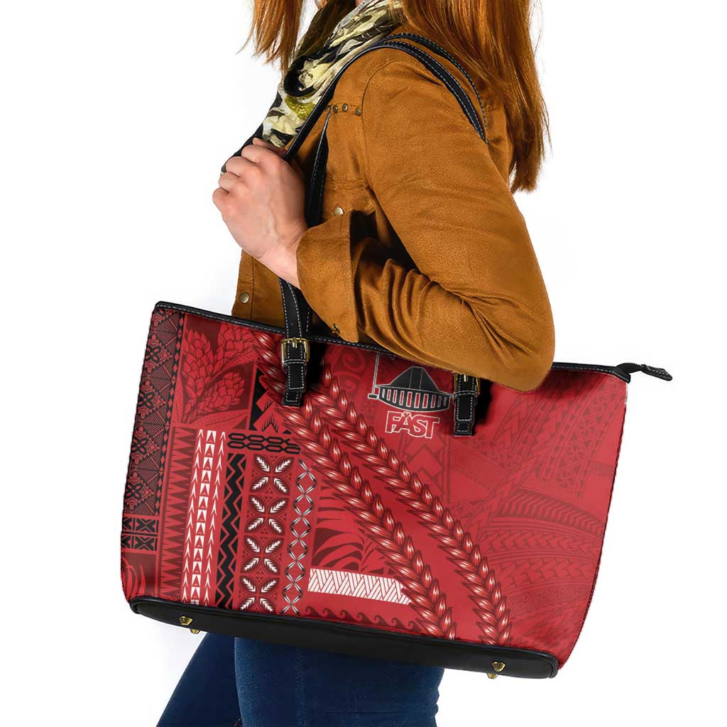 Samoa FAST Siapo Leather Tote Bag Tatau-Ulafala Vines - Polynesian Pride