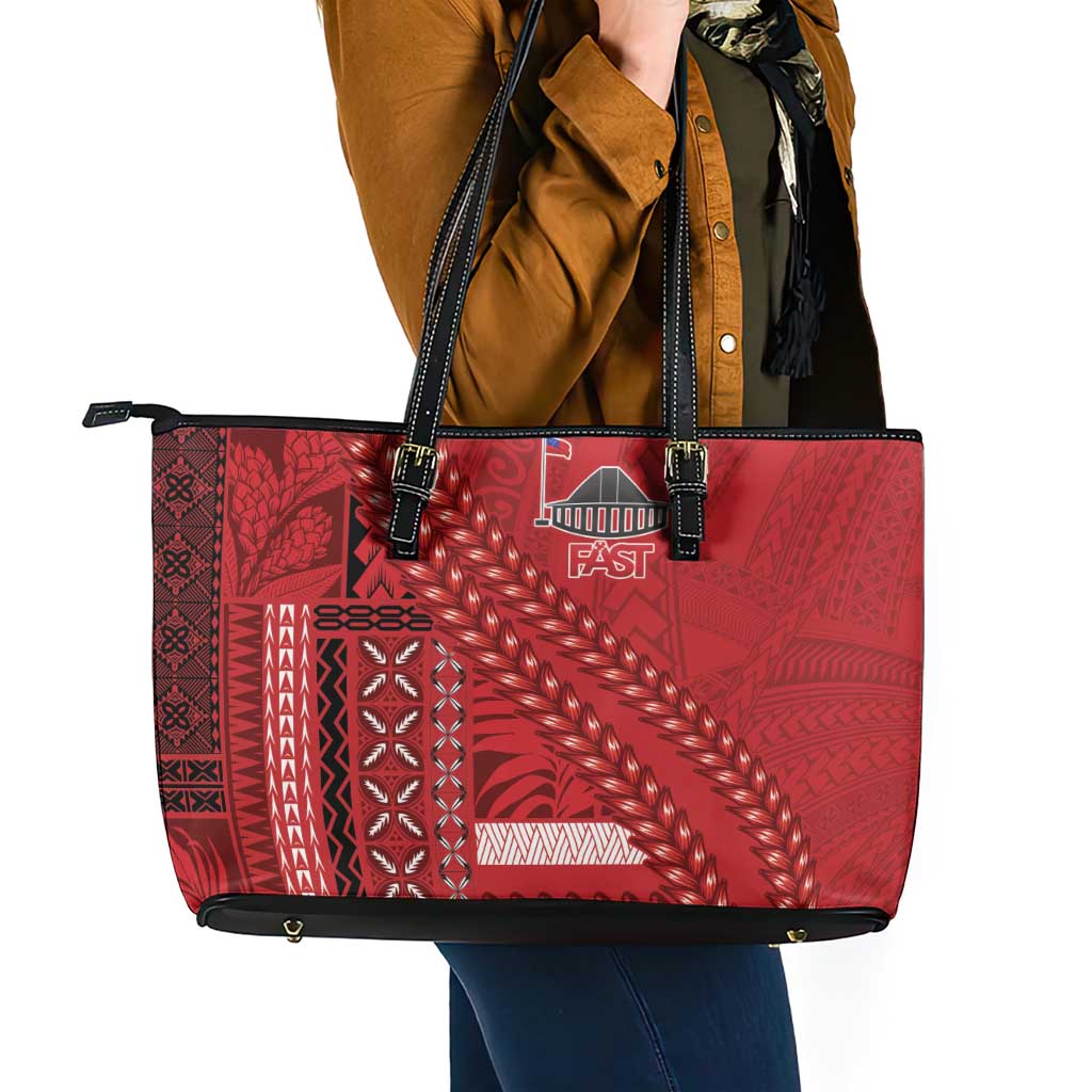 Samoa FAST Siapo Leather Tote Bag Tatau-Ulafala Vines - Polynesian Pride