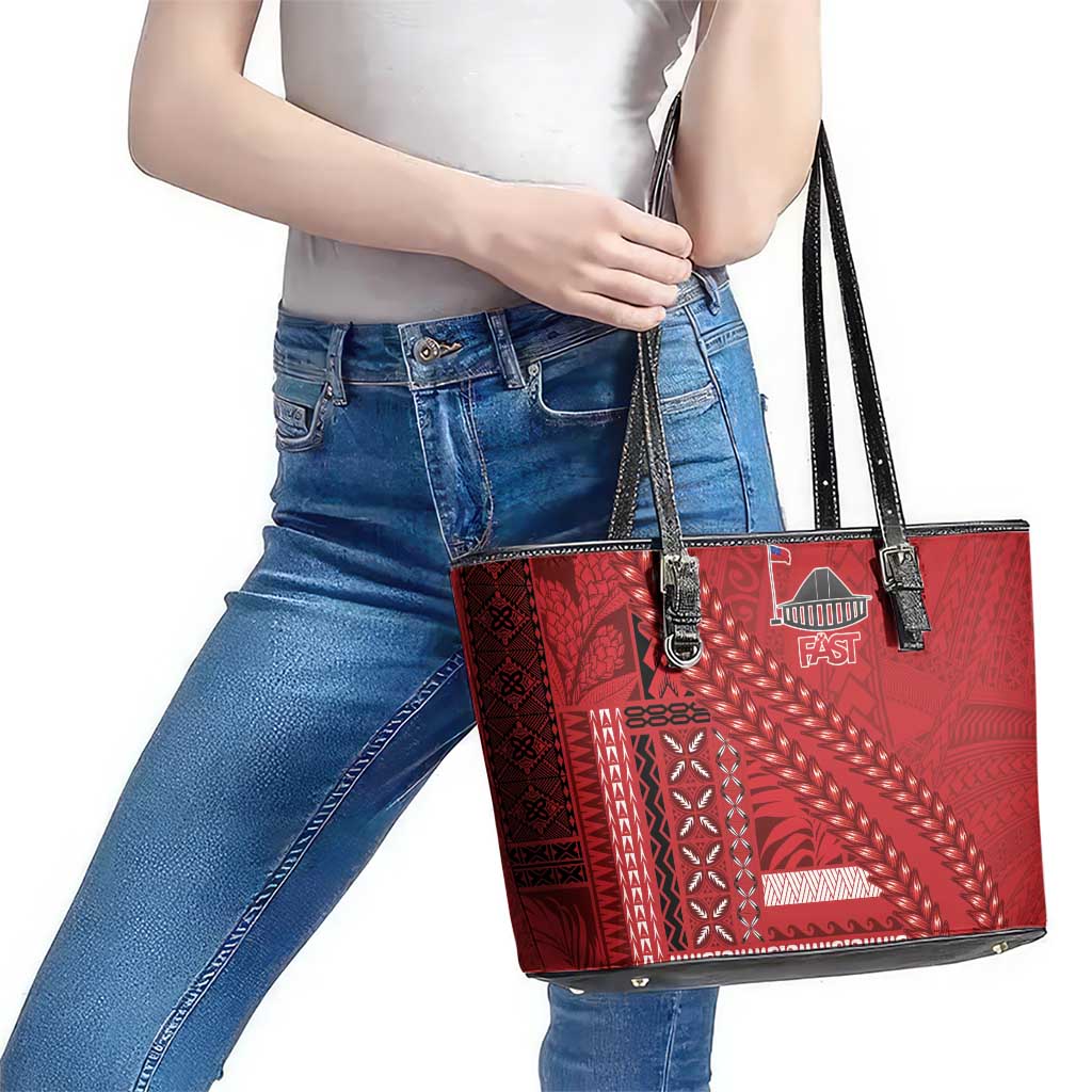 Samoa FAST Siapo Leather Tote Bag Tatau-Ulafala Vines - Polynesian Pride