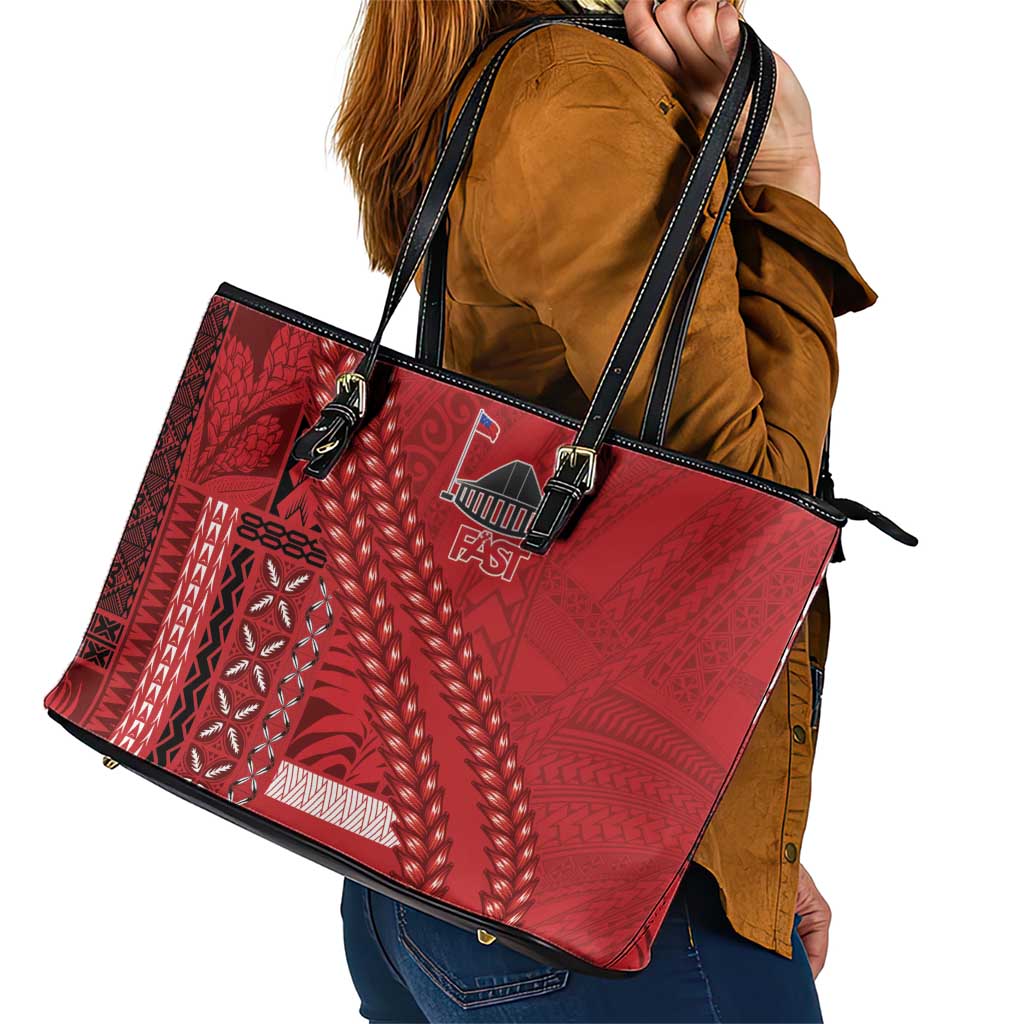 Samoa FAST Siapo Leather Tote Bag Tatau-Ulafala Vines - Polynesian Pride