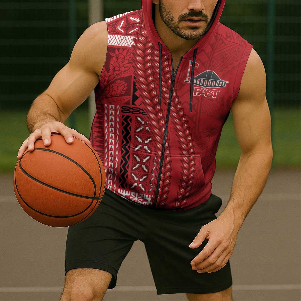 Samoa FAST Siapo Sleeveless Zip Hoodie Tatau-Ulafala Vines - Polynesian Pride