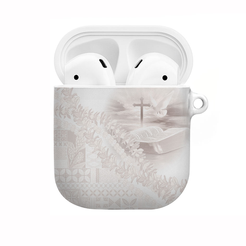 Samoa Lotu Tamaiti White Prayers AirPods Case Floral Mamanu Siapo LT7 White - Polynesian Pride