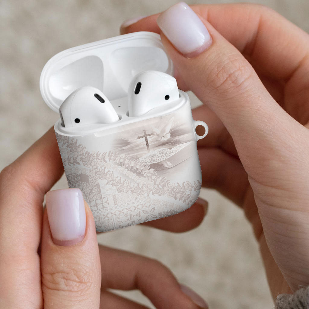 Samoa Lotu Tamaiti White Prayers AirPods Case Floral Mamanu Siapo LT7 - Polynesian Pride
