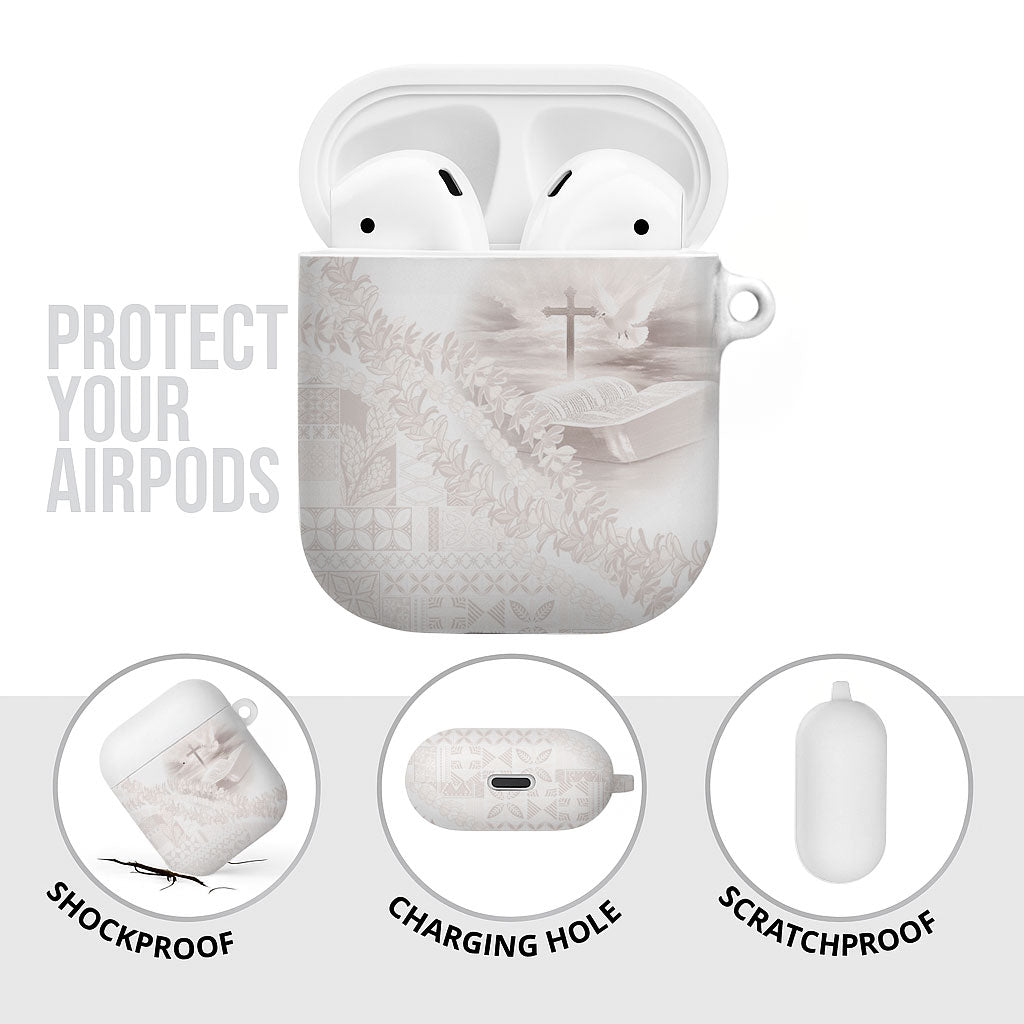 Samoa Lotu Tamaiti White Prayers AirPods Case Floral Mamanu Siapo LT7 - Polynesian Pride