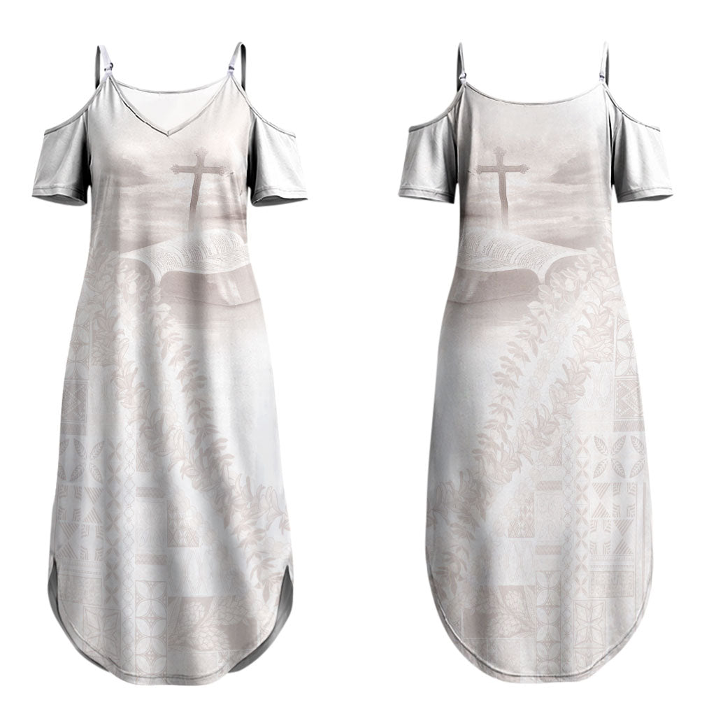 Samoa Lotu Tamaiti White Prayers Couples Matching Summer Maxi Dress and Hawaiian Shirt Floral Mamanu Siapo