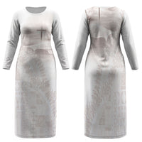Samoa Lotu Tamaiti White Prayers Family Matching Long Sleeve Bodycon Dress and Hawaiian Shirt Floral Mamanu Siapo
