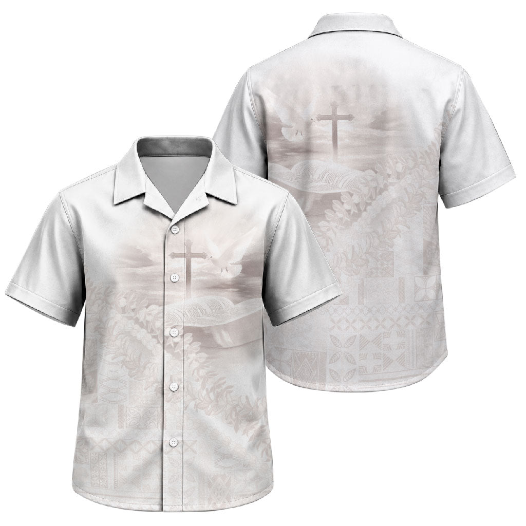 Samoa Lotu Tamaiti White Prayers Family Matching Long Sleeve Bodycon Dress and Hawaiian Shirt Floral Mamanu Siapo