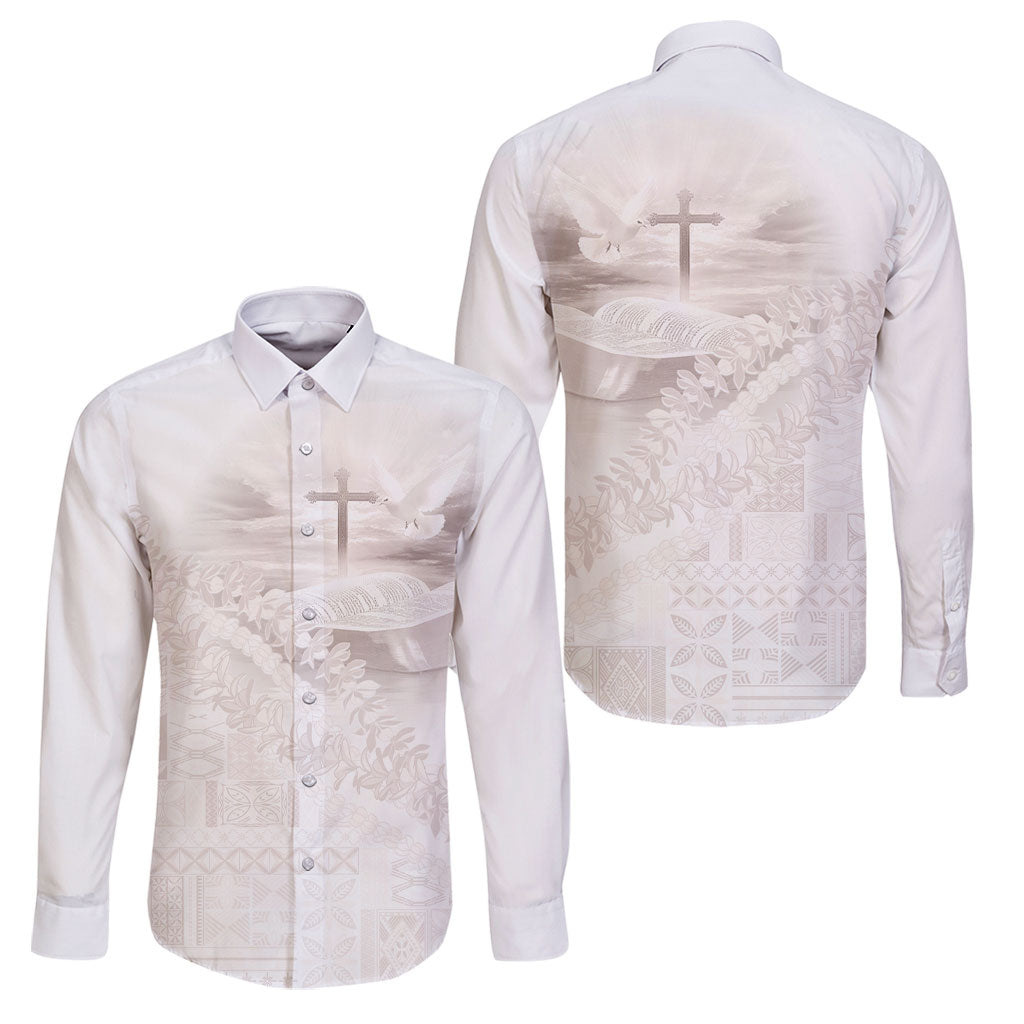 Samoa Lotu Tamaiti White Prayers Family Matching Short Sleeve Bodycon Dress and Hawaiian Shirt Floral Mamanu Siapo