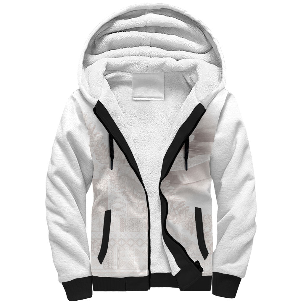 Samoa Lotu Tamaiti White Prayers Sherpa Hoodie Floral Mamanu Siapo LT7 Unisex White - Polynesian Pride