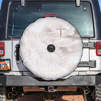 Samoa Lotu Tamaiti White Prayers Spare Tire Cover Floral Mamanu Siapo LT7 White - Polynesian Pride