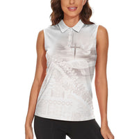 Samoa Lotu Tamaiti White Prayers Women Sleeveless Polo Shirt Floral Mamanu Siapo LT7 - Polynesian Pride