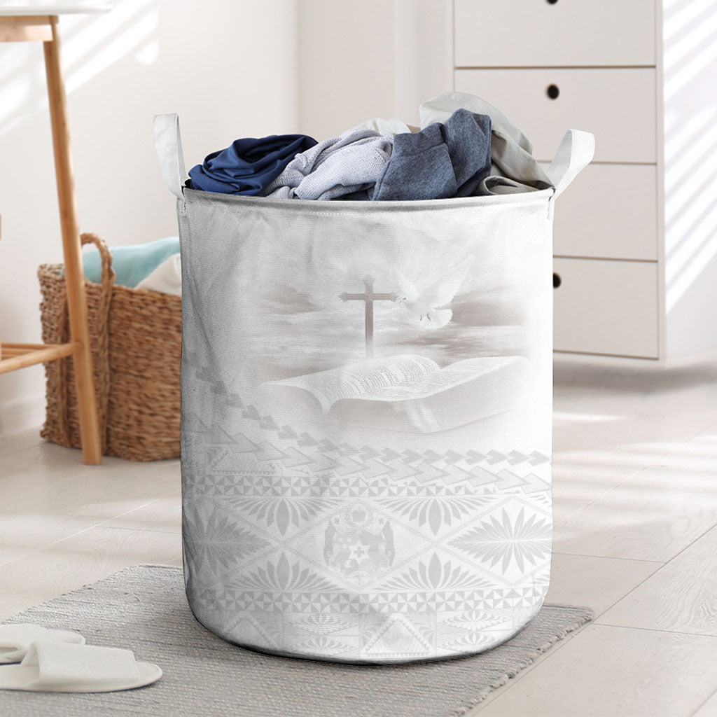 Tonga White Sunday Fakame Laundry Basket Tokelaufeletoa Kupesi LT7 White - Polynesian Pride