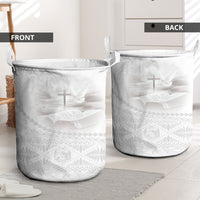 Tonga White Sunday Fakame Laundry Basket Tokelaufeletoa Kupesi LT7 - Polynesian Pride
