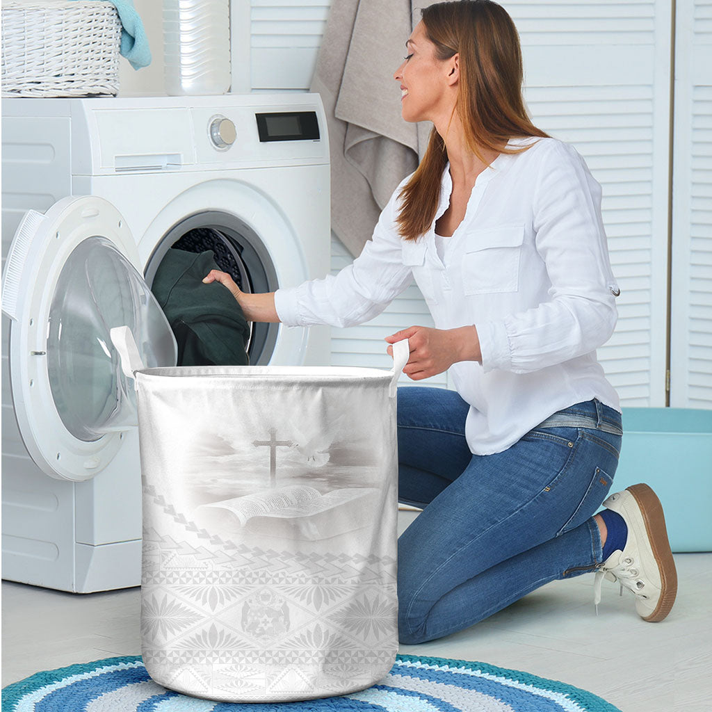Tonga White Sunday Fakame Laundry Basket Tokelaufeletoa Kupesi LT7 - Polynesian Pride