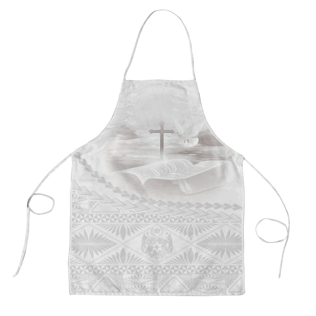Tonga White Sunday Fakame Apron Tokelaufeletoa Kupesi LT7 White - Polynesian Pride