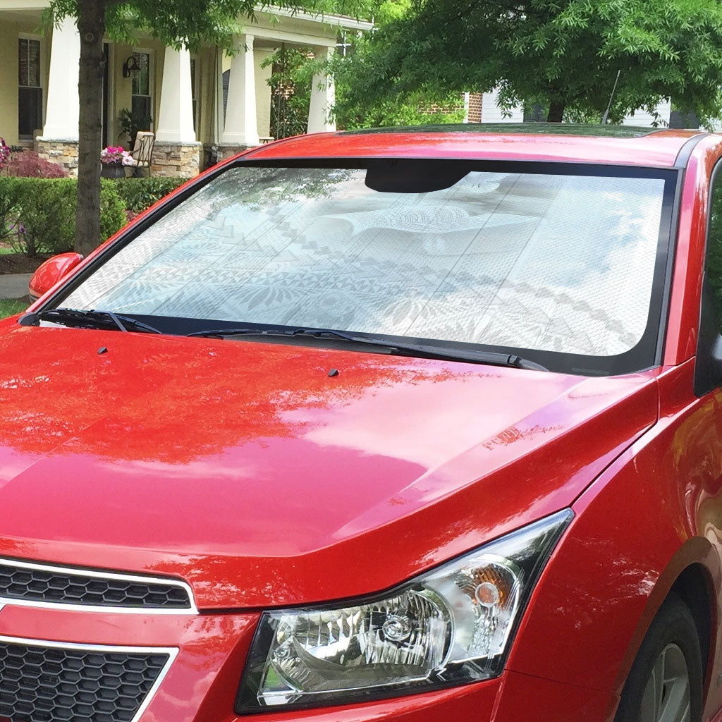 Tonga White Sunday Fakame Auto Sun Shade Tokelaufeletoa Kupesi LT7 - Polynesian Pride