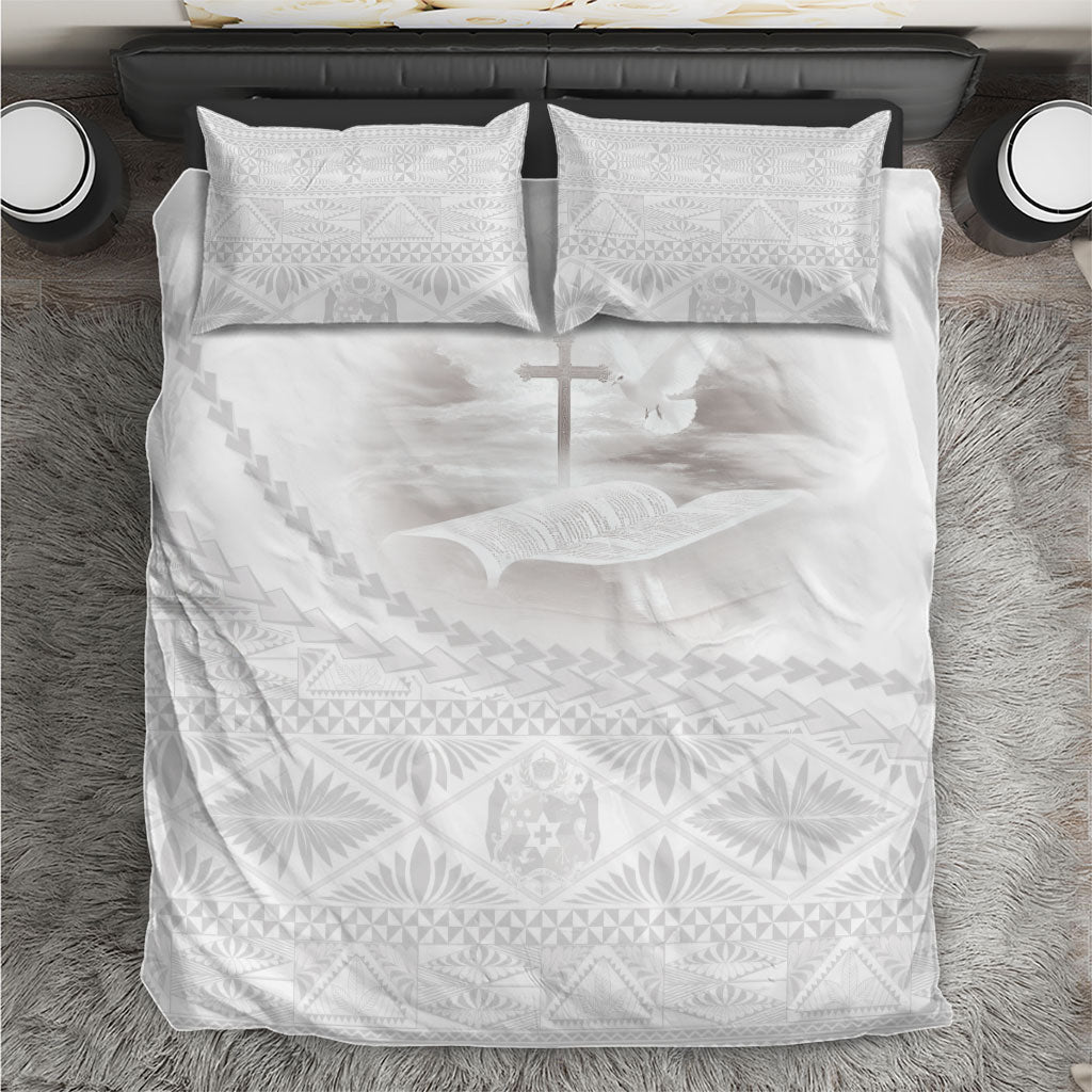 Tonga White Sunday Fakame Bedding Set Tokelaufeletoa Kupesi LT7 White - Polynesian Pride