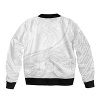 Tonga White Sunday Fakame Bomber Jacket Tokelaufeletoa Kupesi LT7 - Polynesian Pride