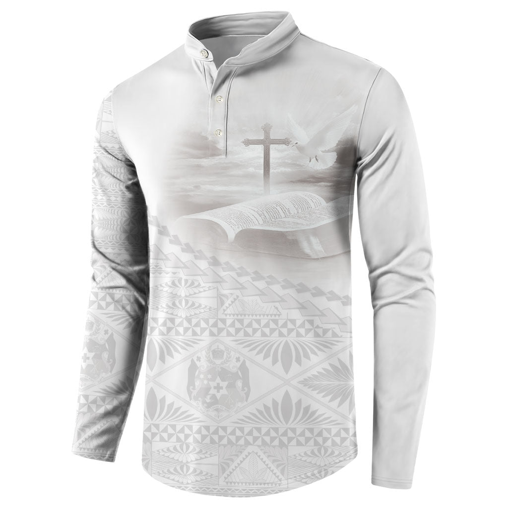 Tonga White Sunday Fakame Button Sweatshirt Tokelaufeletoa Kupesi LT7 - Polynesian Pride