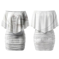 Tonga White Sunday Fakame Couples Matching Off Shoulder Short Dress and Long Sleeve Button Shirt Tokelaufeletoa Kupesi LT7 - Polynesian Pride
