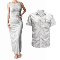 Tonga White Sunday Fakame Couples Matching Tank Maxi Dress and Hawaiian Shirt Tokelaufeletoa Kupesi LT7 White - Polynesian Pride