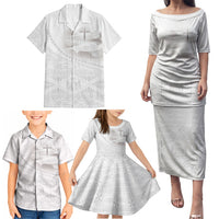 Tonga White Sunday Fakame Family Matching Puletasi and Hawaiian Shirt Tokelaufeletoa Kupesi LT7 - Polynesian Pride