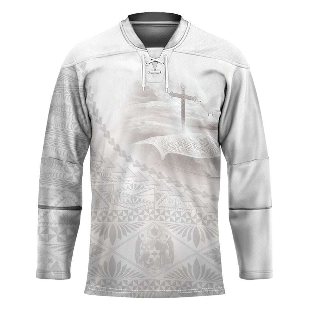 Tonga White Sunday Fakame Hockey Jersey Tokelaufeletoa Kupesi LT7 Unisex White - Polynesian Pride