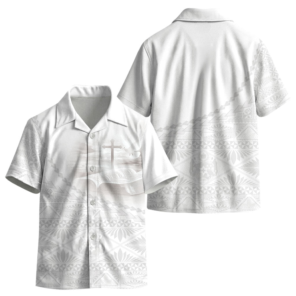 Tonga White Sunday Fakame Kid Hawaiian Shirt Tokelaufeletoa Kupesi LT7 - Polynesian Pride