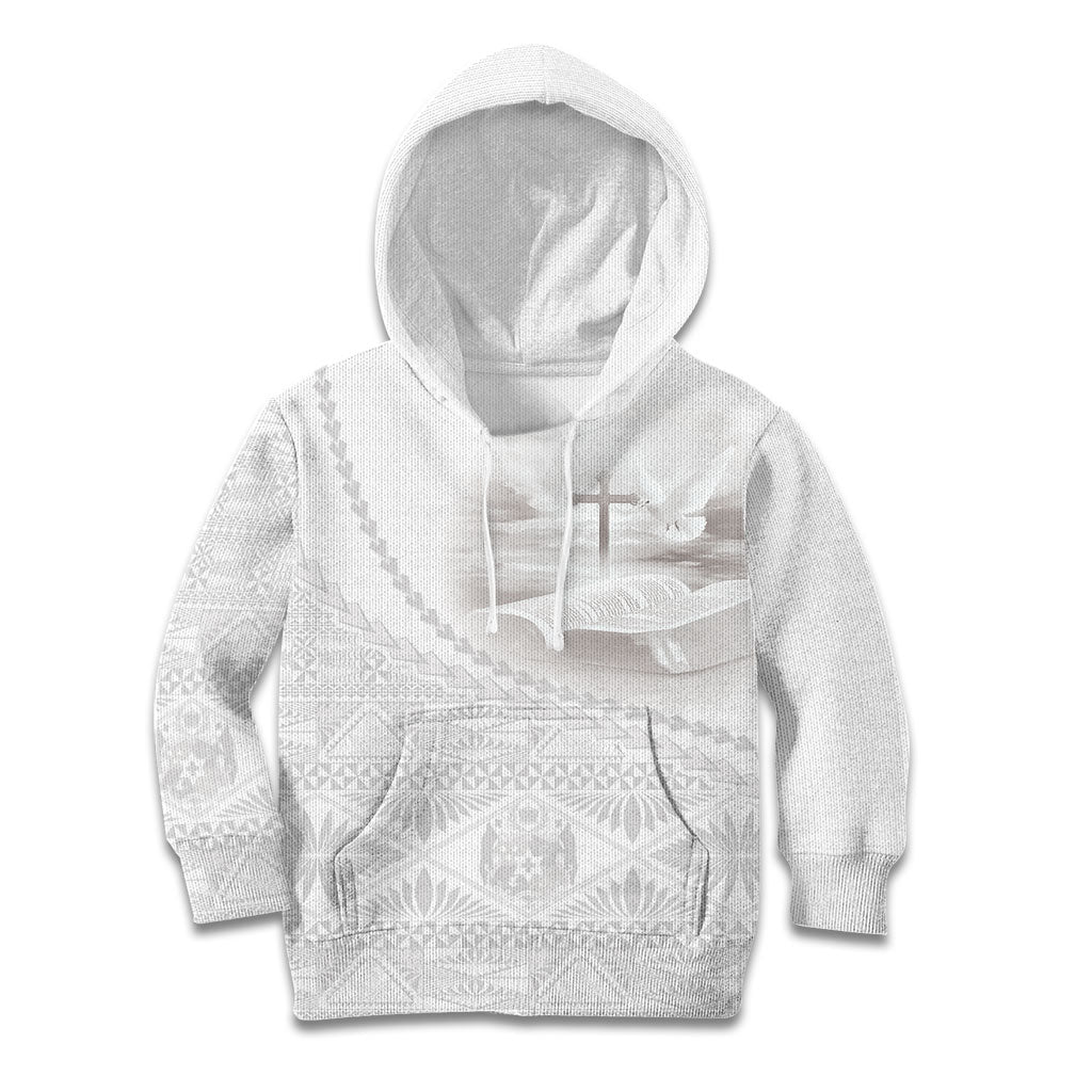 Tonga White Sunday Fakame Kid Hoodie Tokelaufeletoa Kupesi LT7 Hoodie White - Polynesian Pride