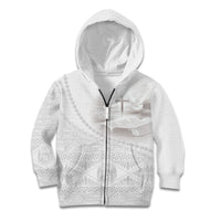 Tonga White Sunday Fakame Kid Hoodie Tokelaufeletoa Kupesi LT7 Zip Hoodie White - Polynesian Pride