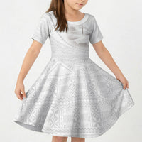 Tonga White Sunday Fakame Kid Short Sleeve Dress Tokelaufeletoa Kupesi LT7 KID White - Polynesian Pride