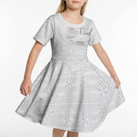 Tonga White Sunday Fakame Kid Short Sleeve Dress Tokelaufeletoa Kupesi LT7 - Polynesian Pride