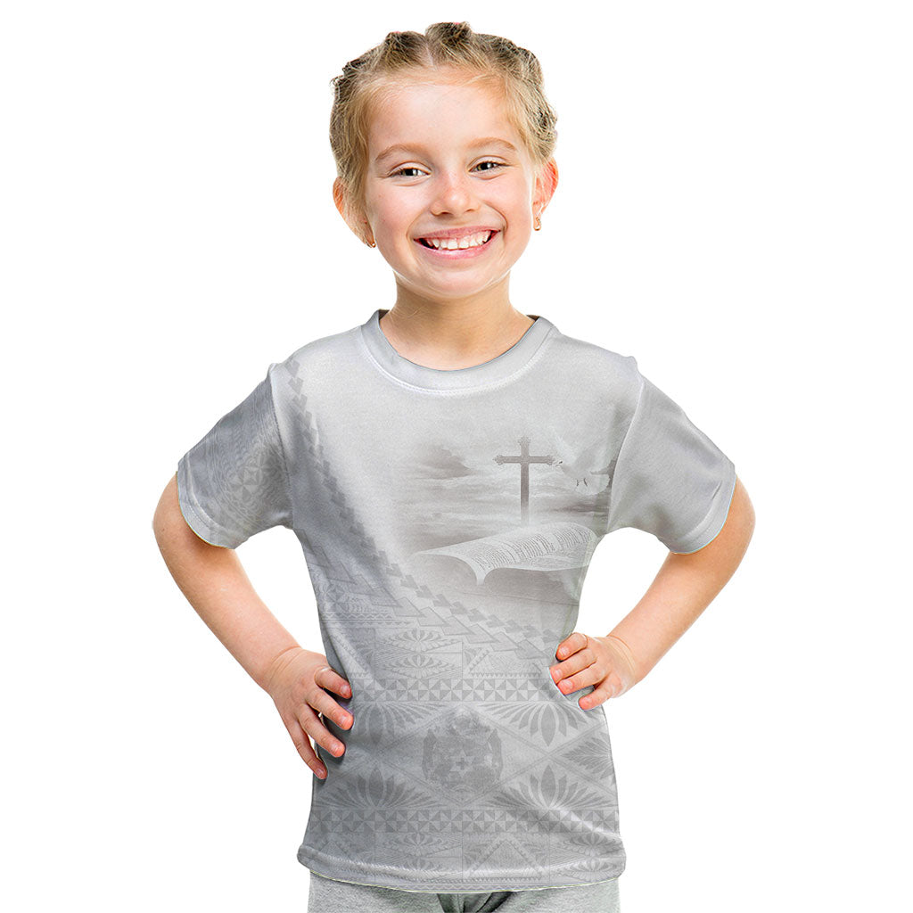 Tonga White Sunday Fakame Kid T Shirt Tokelaufeletoa Kupesi LT7 White - Polynesian Pride