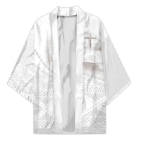 Tonga White Sunday Fakame Kimono Tokelaufeletoa Kupesi LT7 Unisex White - Polynesian Pride