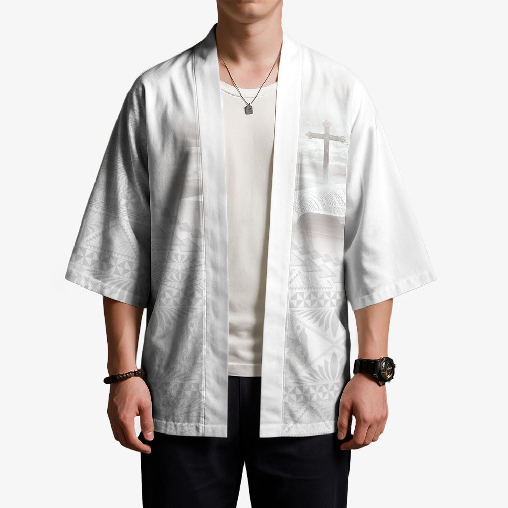 Tonga White Sunday Fakame Kimono Tokelaufeletoa Kupesi LT7 - Polynesian Pride